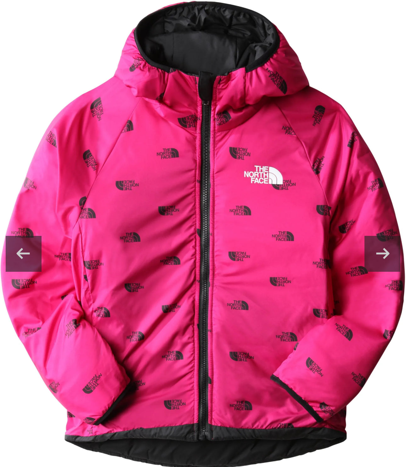 The North Face Girls Reversible Perrito Jacket - TNF Black-Fuschia Pink